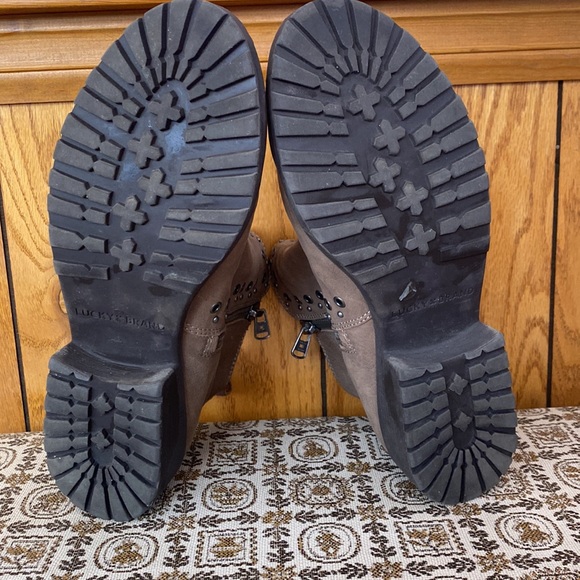 Women's Lucky Brand Hannie Moto Boot Women's Brindle Leather Size 10 - Picture 3 of 6